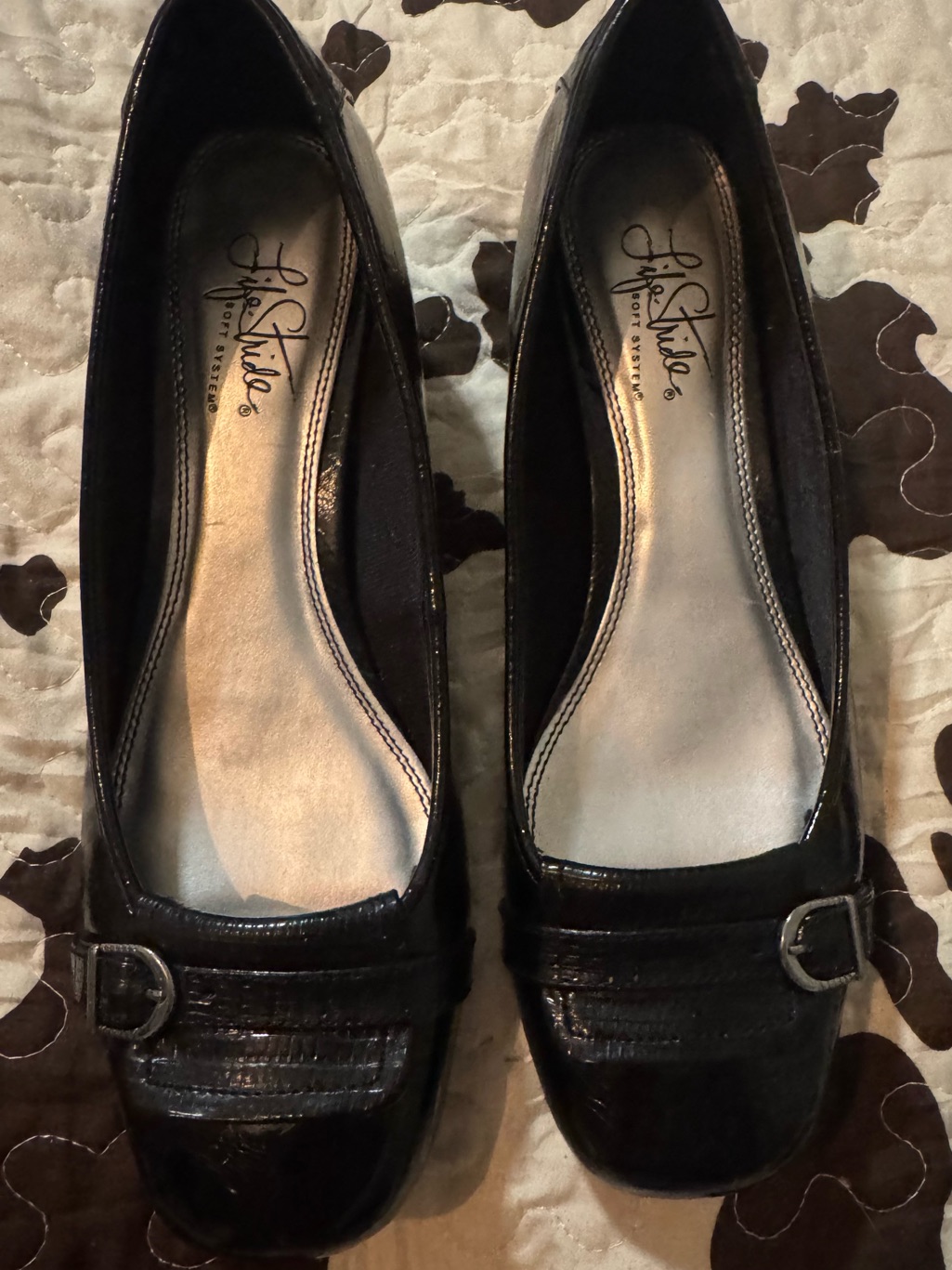 Life Stride Black Patent Square-Toe Loafers Luscious Black Felicity 9w